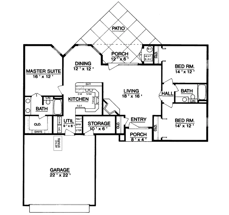 Ranch House Plan First Floor - Marianna Cove Rustic Home 020D-0113 - Shop House Plans and More