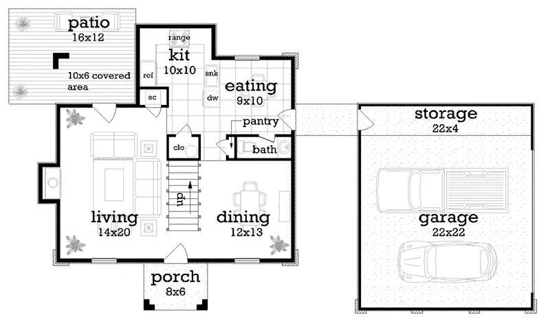 Country House Plan First Floor - Havana Bay Georgian Home 020D-0125 - Search House Plans and More