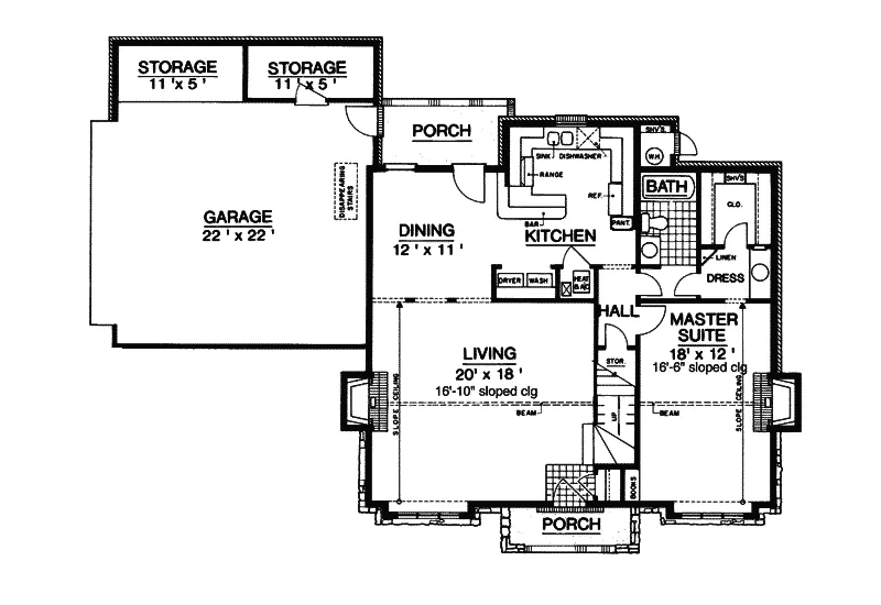 Tudor House Plan First Floor - Shelby Falls English Tudor Home 020D-0143 - Shop House Plans and More