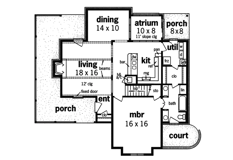 Arts & Crafts House Plan First Floor - McKinleyville Country Farmhouse 020D-0177 - Shop House Plans and More