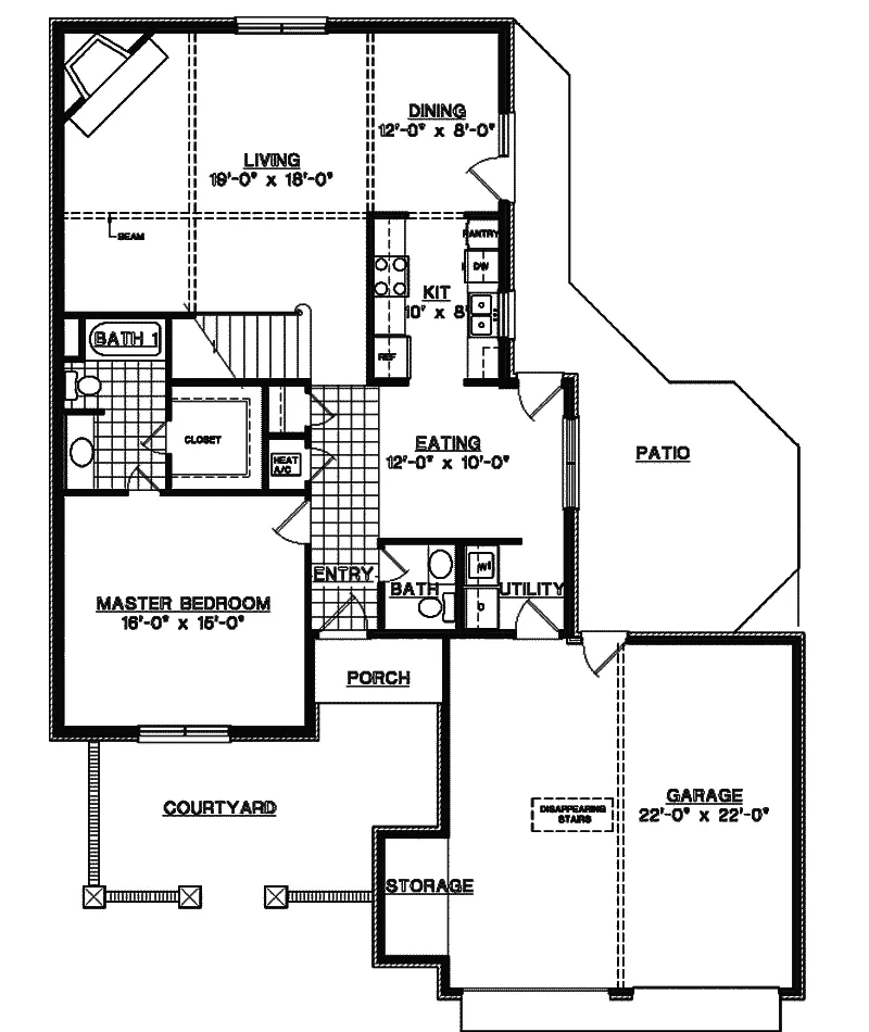 Colonial House Plan First Floor - Bidwell European Home 020D-0179 - Search House Plans and More