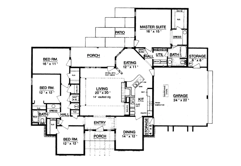 Southern Home Plan First Floor 020D-0208