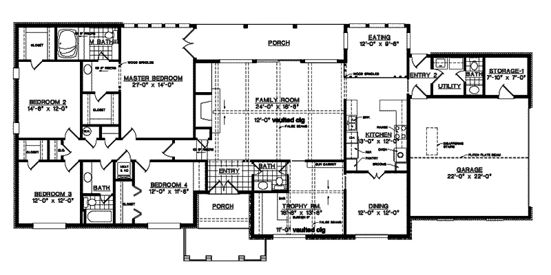 Ranch House Plan First Floor - Wilbur Place Ranch Home 020D-0226 - Shop House Plans and More