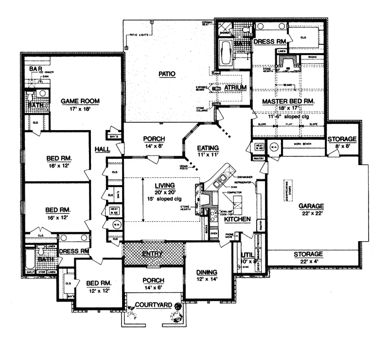 Traditional House Plan First Floor - Sutter Rustic Luxury Home 020D-0237 - Shop House Plans and More