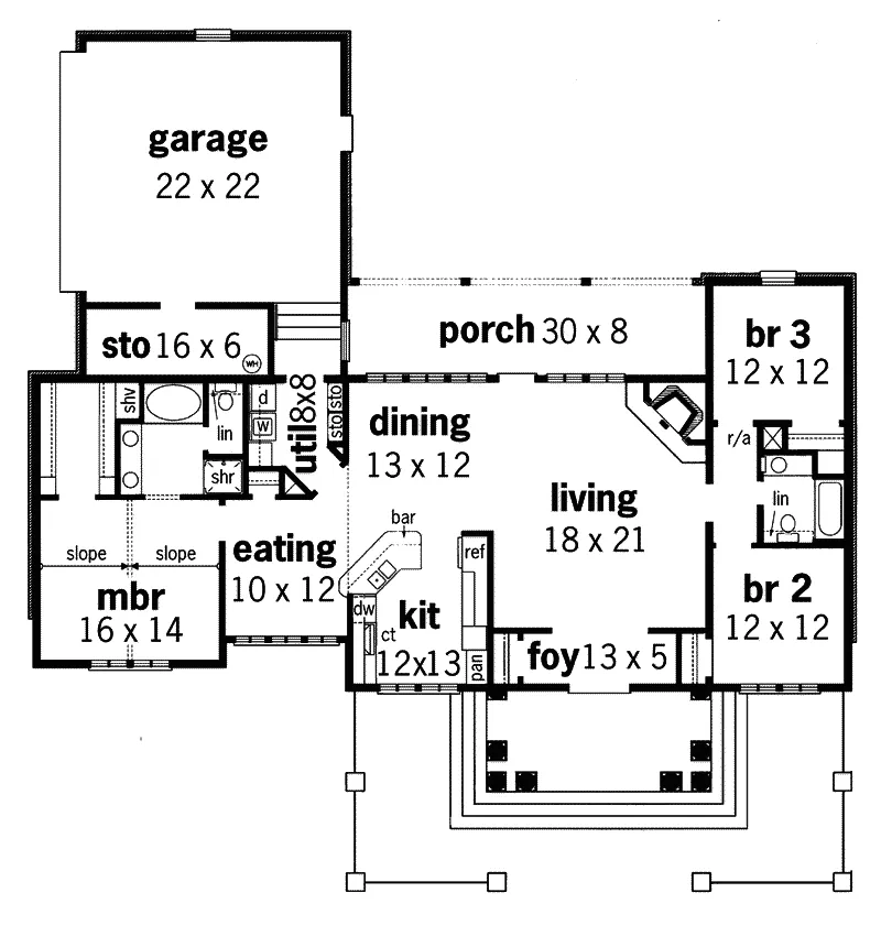 Cabin & Cottage House Plan First Floor - Knights Manor European Home 020D-0266 - Search House Plans and More