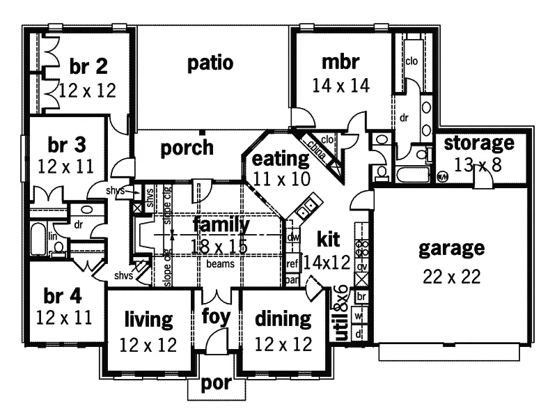 Rustic Home Plan First Floor 020D-0274