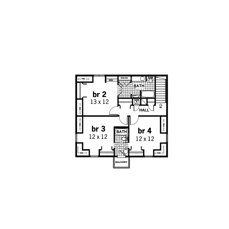 Colonial House Plan Second Floor - Royaldale Greek Revival Home 020D-0311 - Shop House Plans and More