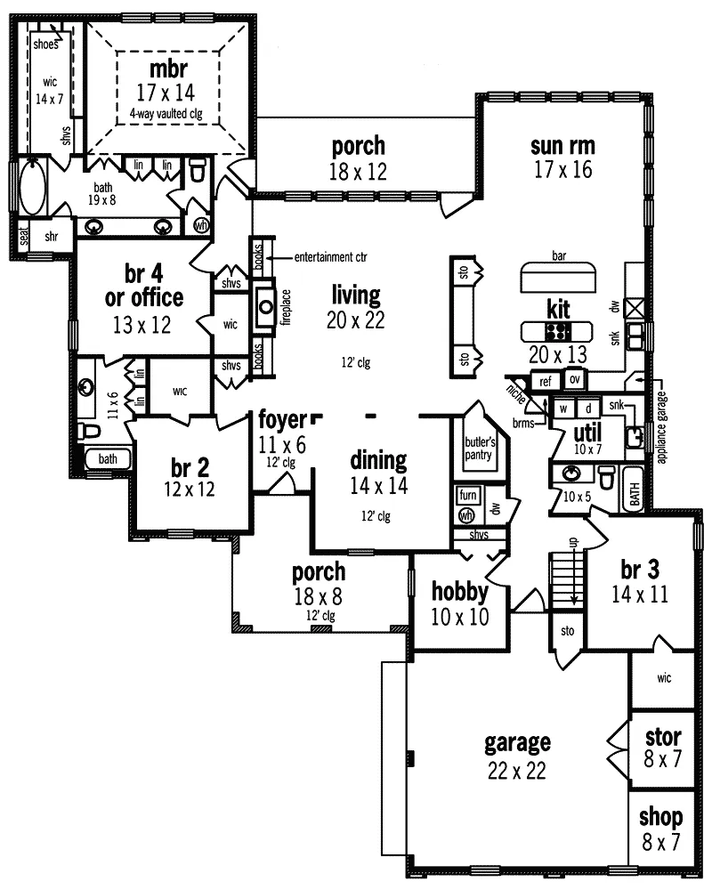 Ranch House Plan First Floor - Southern Style Home | One-Story House with Photos