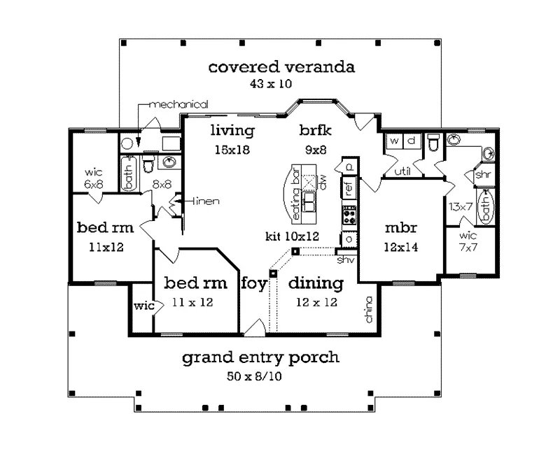 Ranch House Plan Optional Basement - Lantern Lake Country Home 020D-0358 - Shop House Plans and More