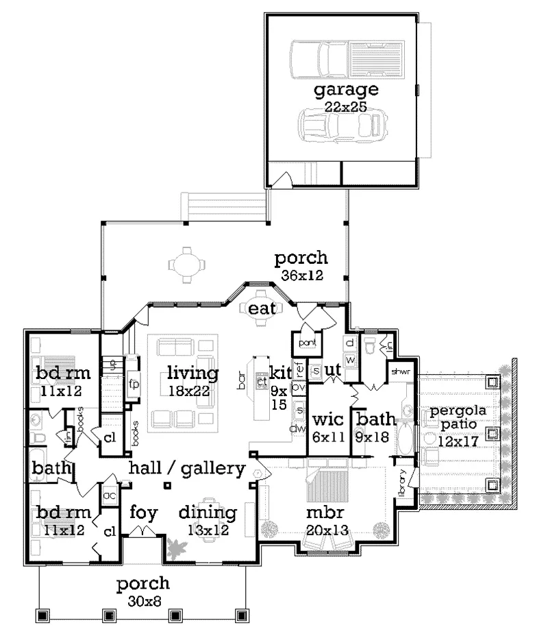 Craftsman House Plan First Floor - Grace Hill Craftsman Home 020D-0365 - Search House Plans and More