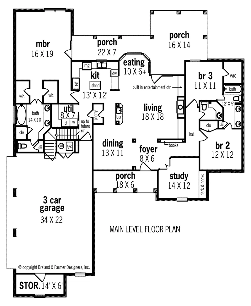 Ranch House Plan First Floor - Prince George Traditional Home 020D-0367 - Shop House Plans and More