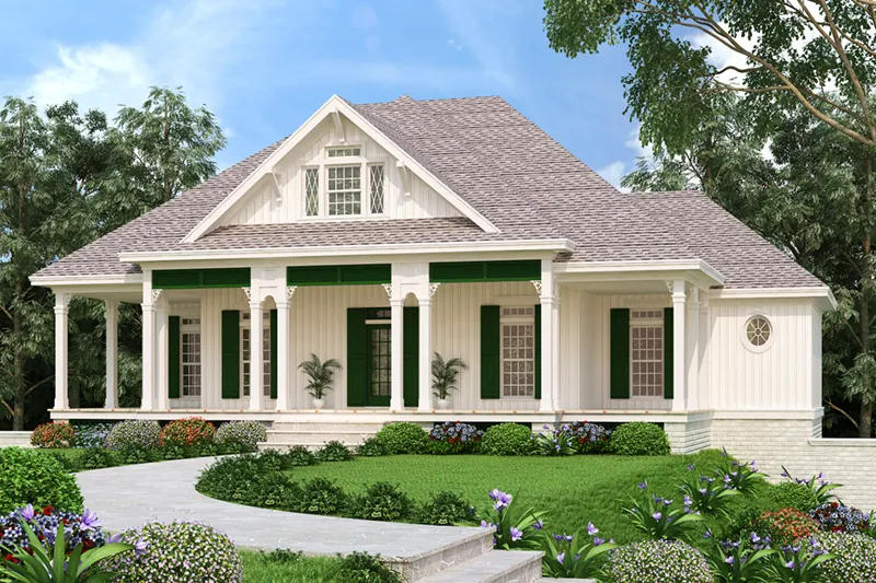 Florida House Plan Front of Home - Belmont Lane Modern Farmhouse 020D-0386 - Search House Plans and More
