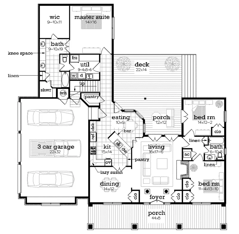 Lowcountry House Plan First Floor - 020D-0399 - Shop House Plans and More