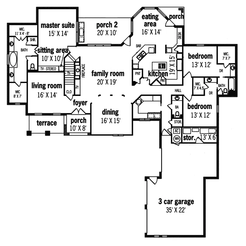 European House Plan First Floor - Paradise Park Luxury Home 020S-0016 - Shop House Plans and More