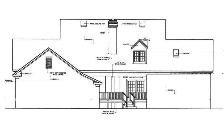 Cape Cod & New England House Plan Rear Elevation - Maxville Traditional Home 021D-0003 - Shop House Plans and More