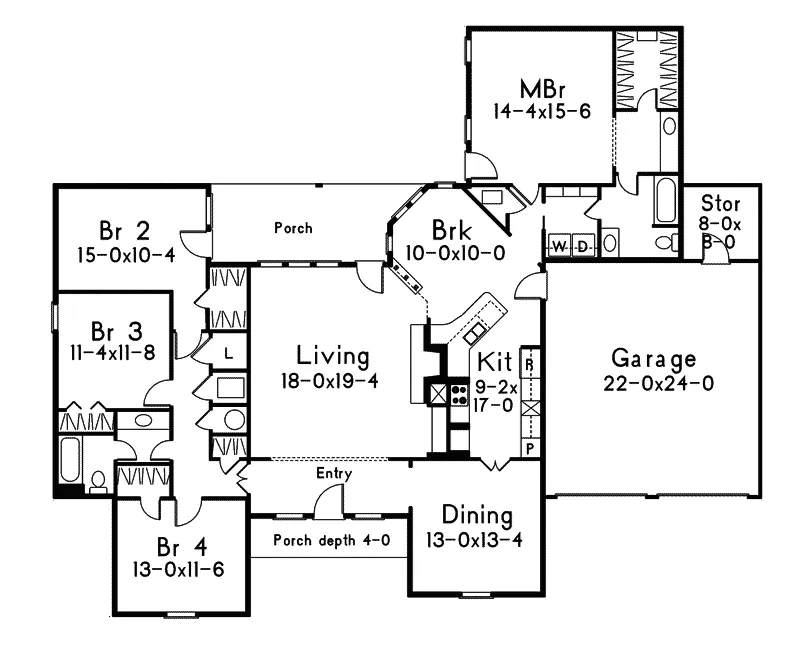 Traditional House Plan First Floor - Wrenwood Ranch Home 021D-0009 - Shop House Plans and More