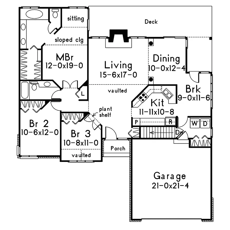 Ranch House Plan First Floor - Sycamore Ranch Home 022D-0011 - Shop House Plans and More