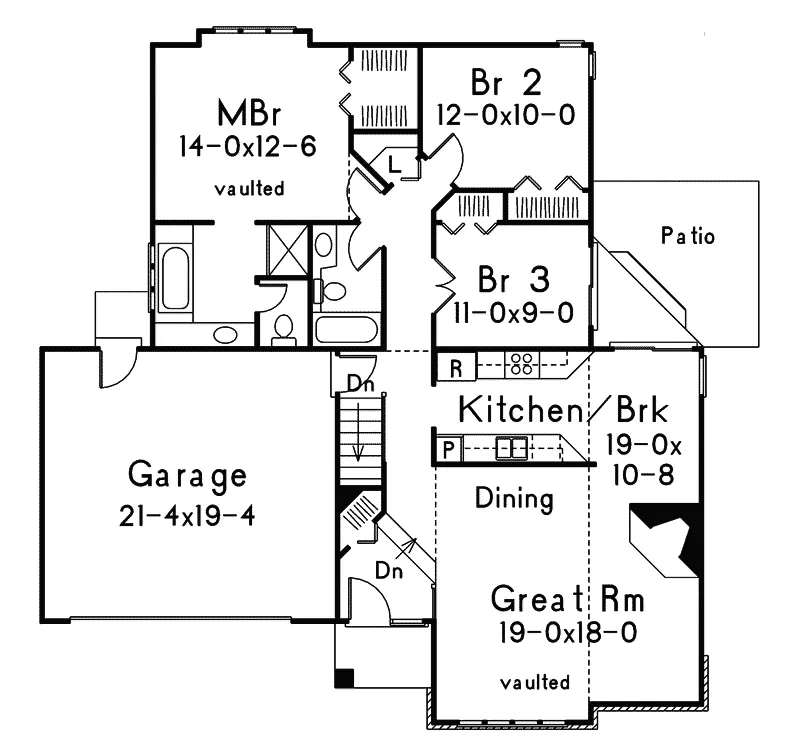 Rustic House Plan First Floor - Holland Rustic Ranch Home 022D-0018 - Search House Plans and More