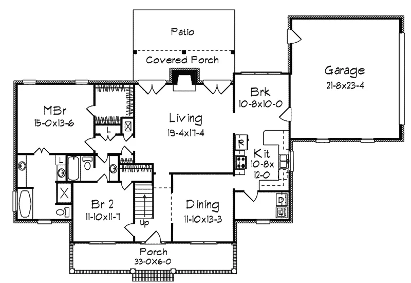 Country House Plan First Floor - Salina Southern Home 023D-0009 - Shop House Plans and More
