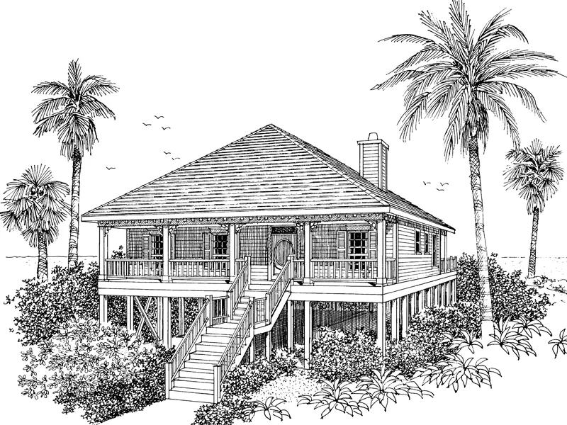 Raised Beach Style Home With Wrap-Around Porch 