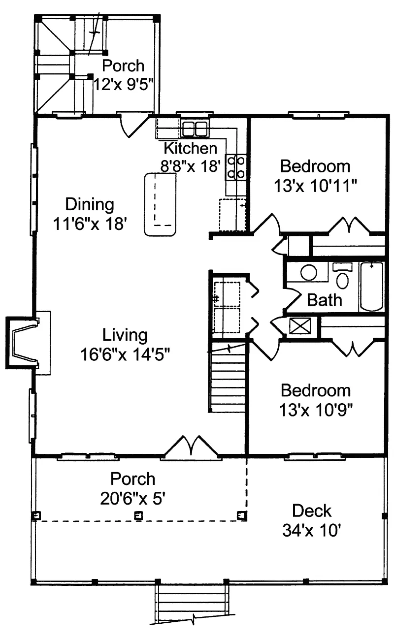Vacation House Plan First Floor - Tremont Cove Vacation Lake Home 024D-0008 - Shop House Plans and More