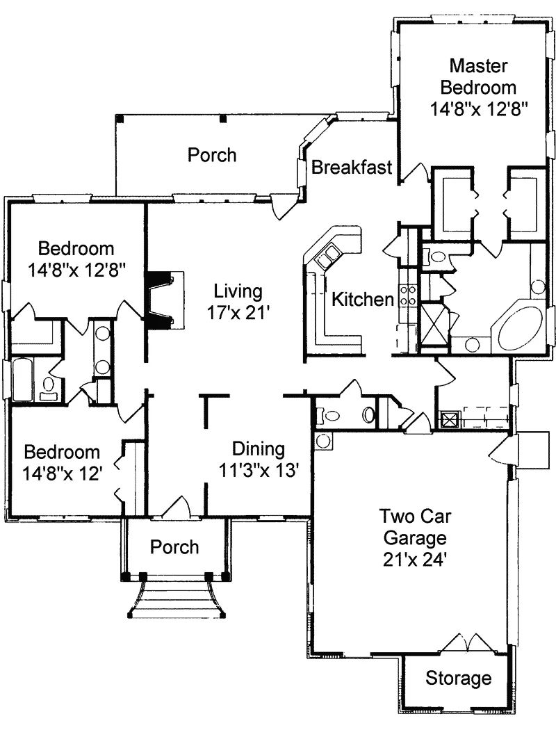 Florida House Plan First Floor - Walthall Modern Ranch Home 024D-0016 - Shop House Plans and More
