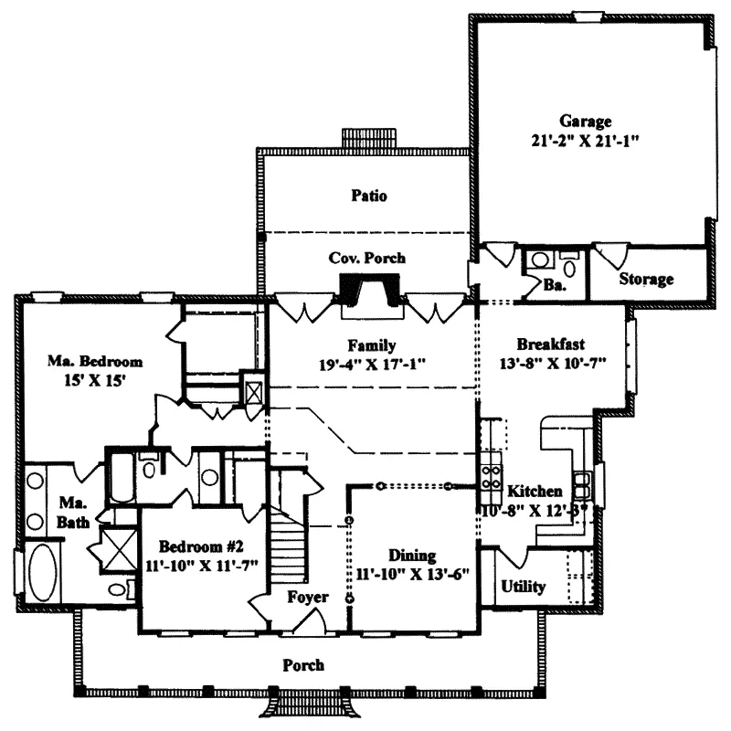 Colonial House Plan First Floor - Mayhew Southern Home 024D-0023 - Shop House Plans and More