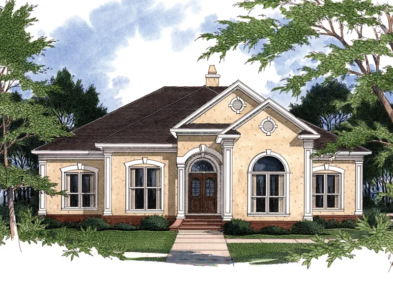 Country French House Plan Front Photo 01 - Paulette Traditional Ranch Home 024D-0024 - Shop House Plans and More