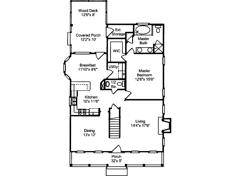 Country House Plan First Floor - Blacksburg Country Cottage Home 024D-0043 - Search House Plans and More