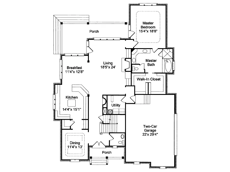European House Plan First Floor - Newberry European Home 024D-0060 - Shop House Plans and More