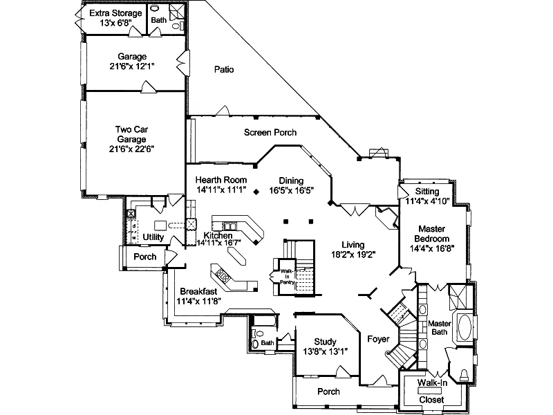 Country Home Plan First Floor 024D-0062