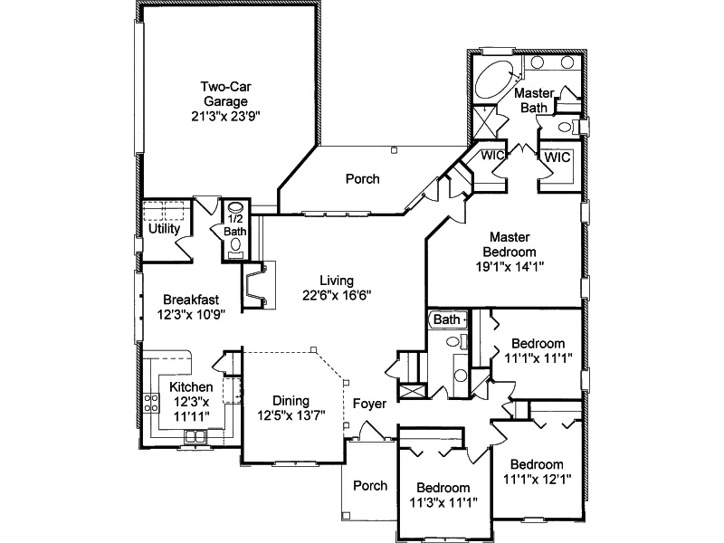 Sunbelt House Plan First Floor - Silverstreet Traditional Home 024D-0065 - Shop House Plans and More