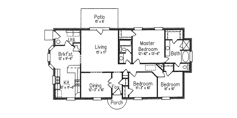 Traditional House Plan First Floor - Trenton Hill Ranch Home 024D-0116 - Shop House Plans and More
