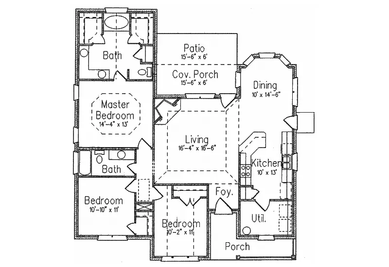 Ranch House Plan First Floor - Paxville Ranch Home 024D-0123 - Shop House Plans and More