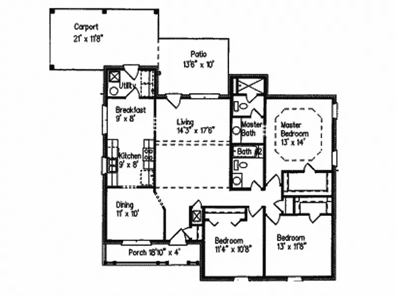 Ranch House Plan First Floor - Effingham One-Story Home 024D-0125 - Search House Plans and More