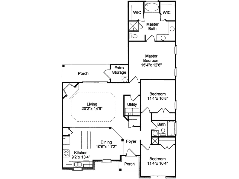 Ranch House Plan First Floor - Oak Mill Traditional Ranch Home 024D-0126 - Shop House Plans and More