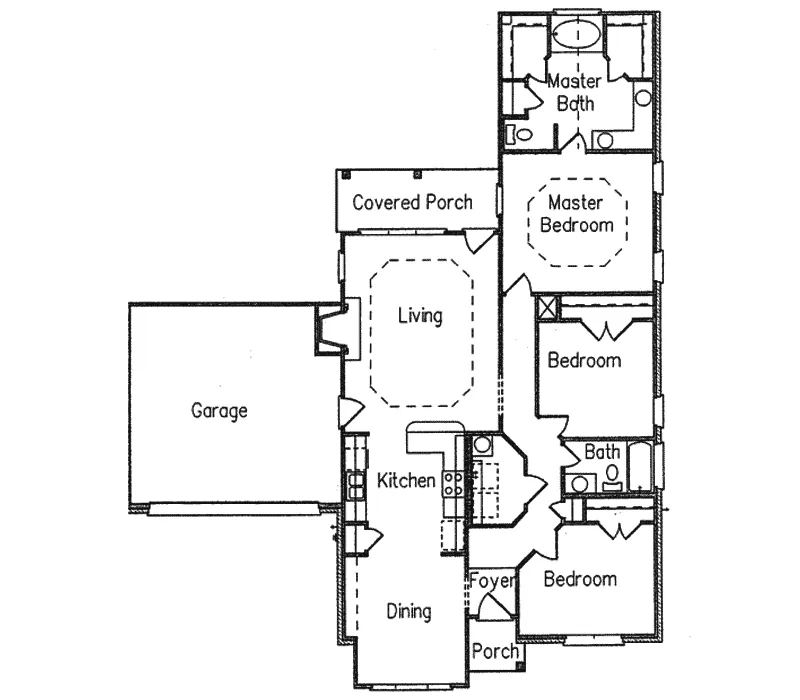 Ranch House Plan First Floor - McCormick Mill Ranch Home 024D-0129 - Shop House Plans and More