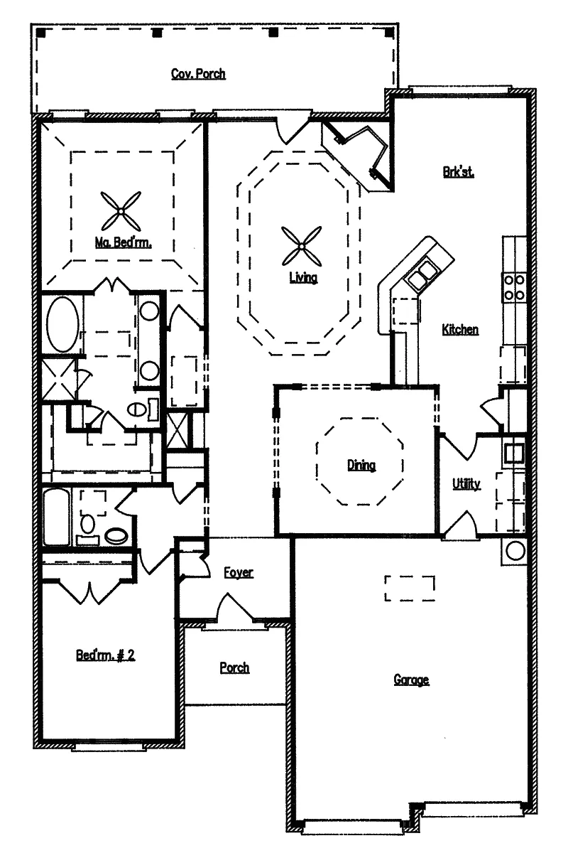 Traditional House Plan First Floor - Caverhill Ranch Home 024D-0158 - Search House Plans and More