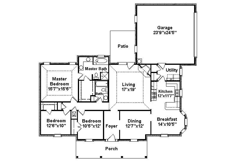 Traditional House Plan First Floor - Beech Forest Ranch Home 024D-0204 - Search House Plans and More
