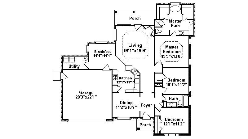 Ranch House Plan First Floor - Bensonhurst Traditional Home 024D-0214 - Search House Plans and More