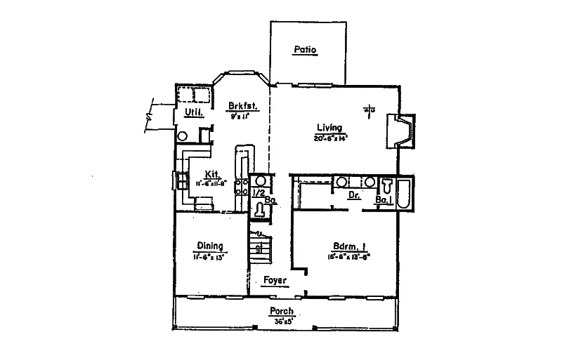 Acadian House Plan First Floor - Carlton Country Home 024D-0237 - Search House Plans and More