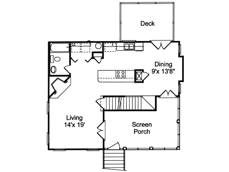 Waterfront House Plan First Floor - Griffin Park Beach Home 024D-0241 - Search House Plans and More