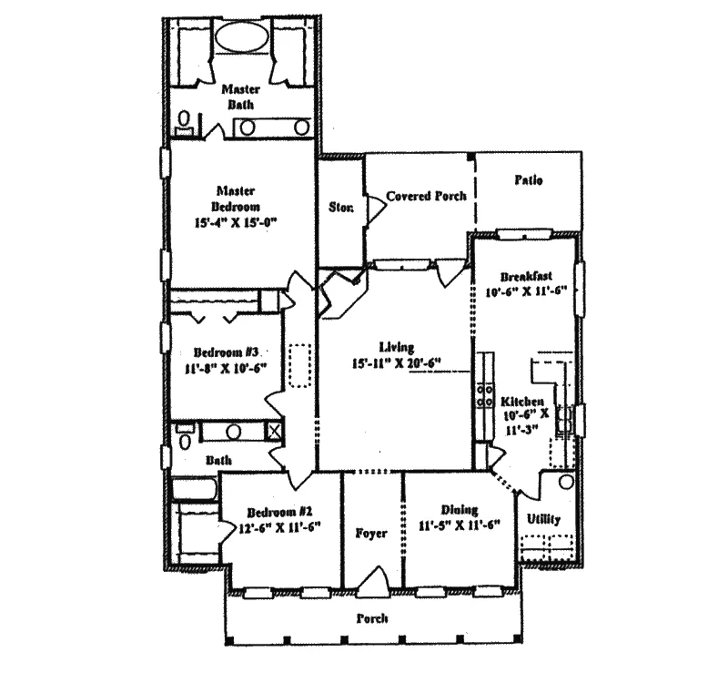 Southern House Plan First Floor - Olmstead Bay Cape Cod Home 024D-0268 - Shop House Plans and More