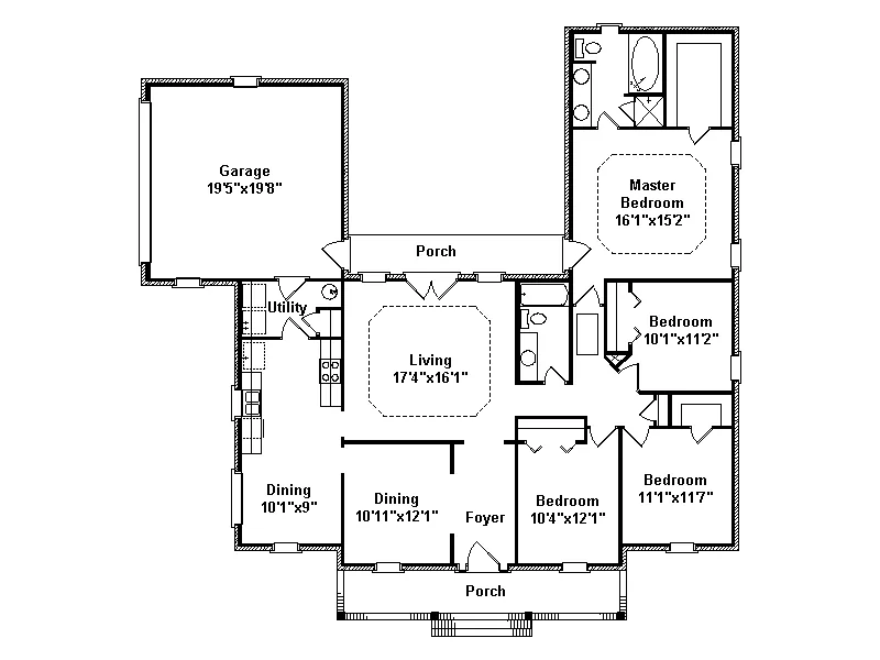 Traditional House Plan First Floor - Cliffside Ranch Home 024D-0313 - Search House Plans and More
