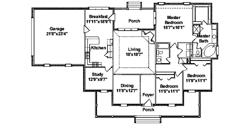 Traditional House Plan First Floor - Pine Farm Country Farmhouse 024D-0320 - Shop House Plans and More
