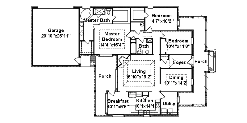 Ranch House Plan First Floor - Ashford Heights Georgian Home 024D-0327 - Search House Plans and More