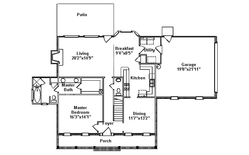 Traditional House Plan First Floor - River Falls Cape Cod Home 024D-0347 - Shop House Plans and More