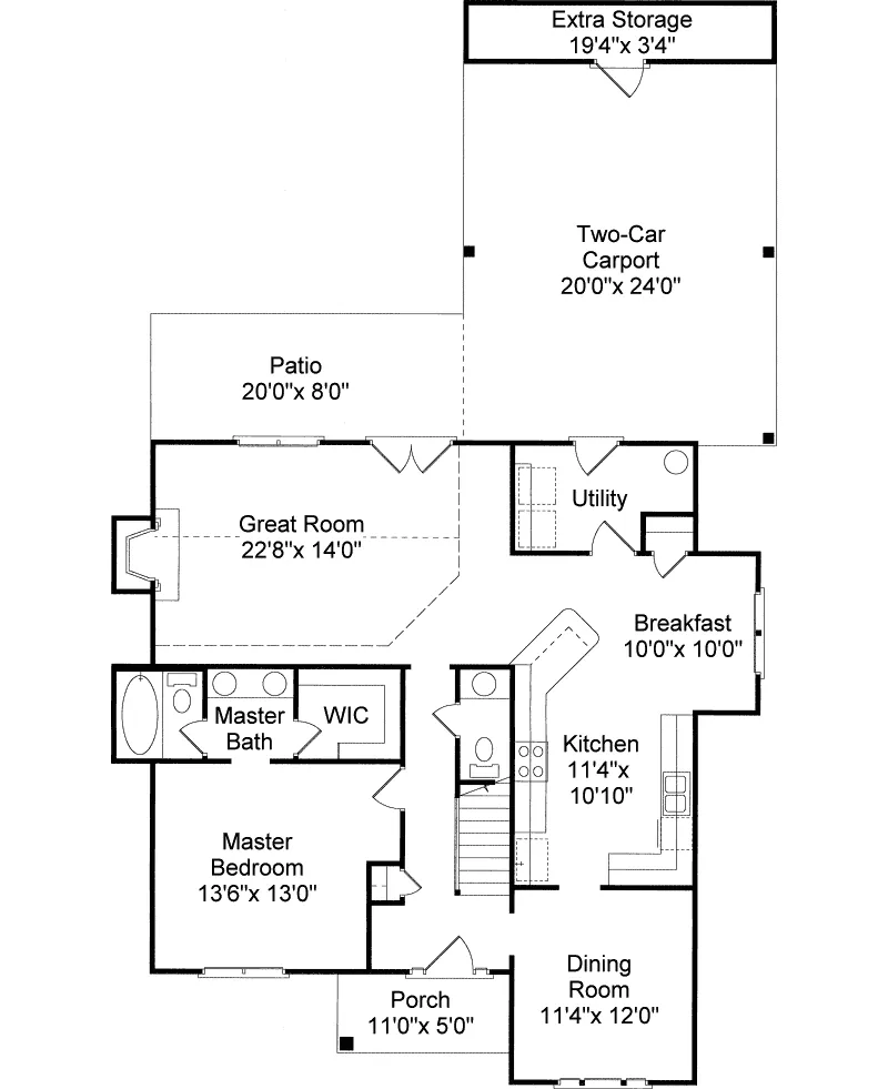Traditional House Plan First Floor - Walker Springs Narrow Lot Home 024D-0350 - Shop House Plans and More