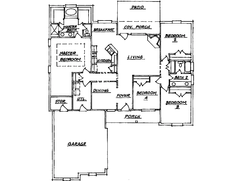 Ranch House Plan First Floor - Sylvan Spring Ranch Home 024D-0367 - Shop House Plans and More