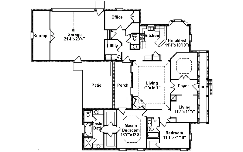 Southern House Plan First Floor - Forney Ranch Home 024D-0383 - Search House Plans and More